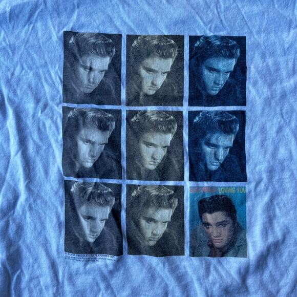 VINTAGE 90S ELVIS PRESLEY ANDY WARHOL ART SHIRT MENS LARGE WHITE TEE LOVING YOU - Picture 2 of 5